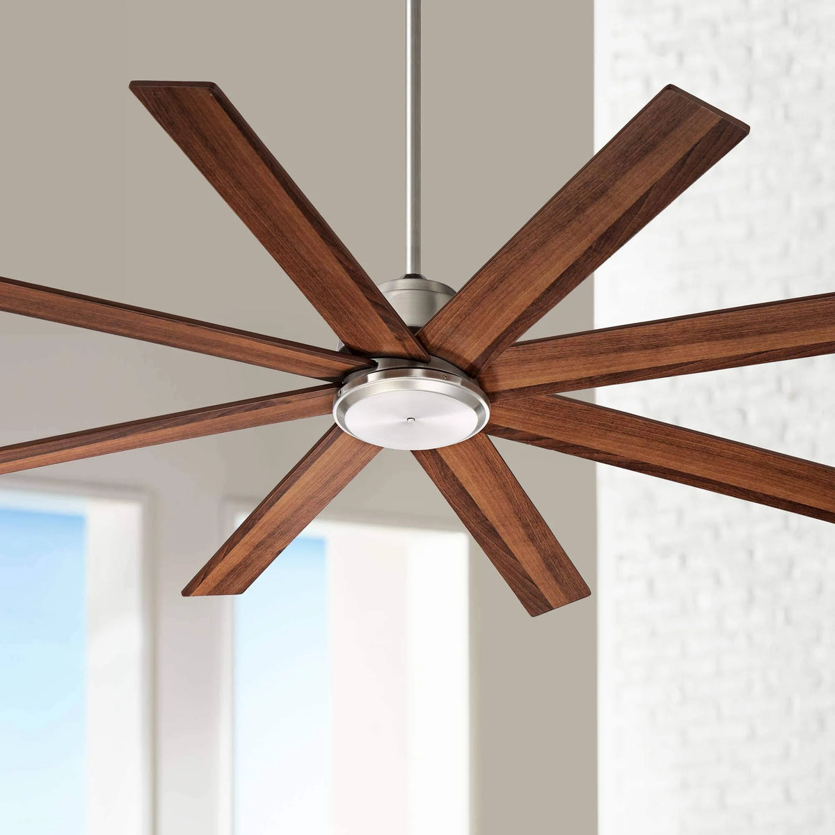 Brushed Nickel Walnut Blades Ceiling Fan with Remote X956