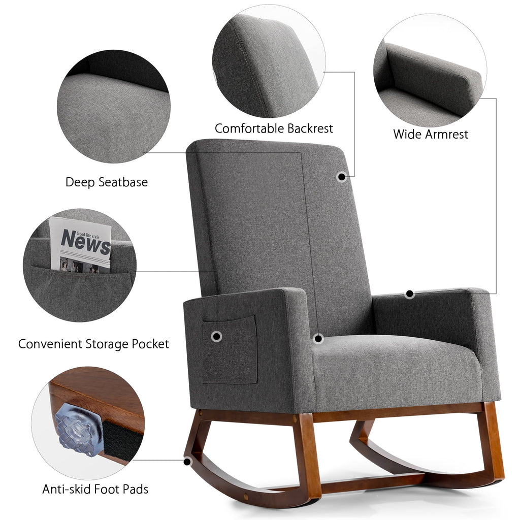 Mid Century Rocking Chair Beige A19043