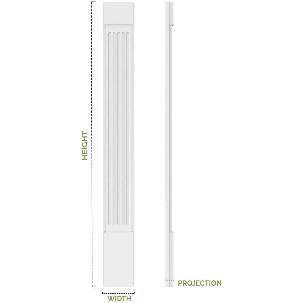 10x22W x 108x22H x 2x22P Two Equal Flat Panel PVC Pilaster with Decorative Capital & Base (Pair) R467