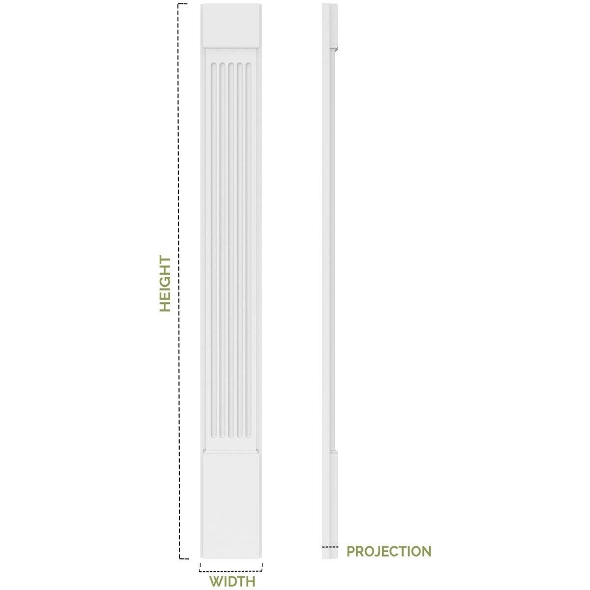 10x22W x 108x22H x 2x22P Two Equal Flat Panel PVC Pilaster with Decorative Capital & Base (Pair) R467