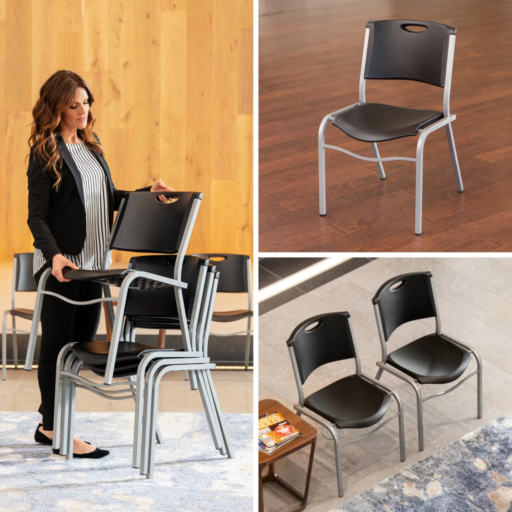 Black Plastic Stacking Chair 4 Pack Y840160