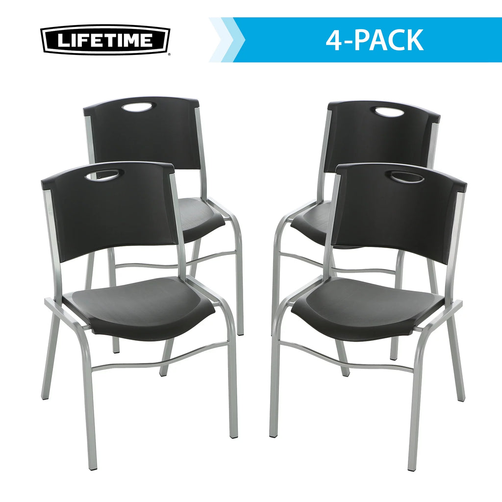 Black Plastic Stacking Chair 4 Pack Y840160