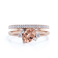 10k Solid Rose Gold Oval Cut Morganite And Diamond Moissanite Engagement Ring W85702