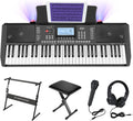 61 Key Electronic Keyboard Piano with LCD Display, Z-style Stand, Bench, Microphone, Headphone, Keynote Stickers Y626918