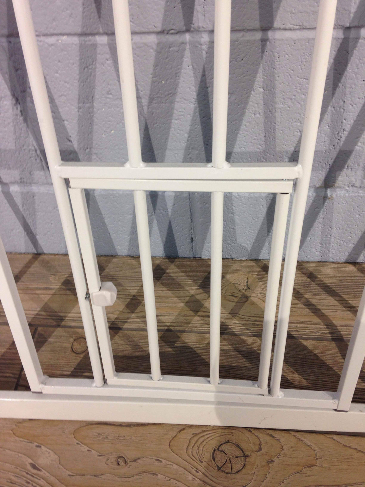 White Extra Tall Pet Gate with Small Pet Door R8836