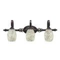 Three Light Bath Bar Dark Granite Finish with Natural Fusion Glass H7860