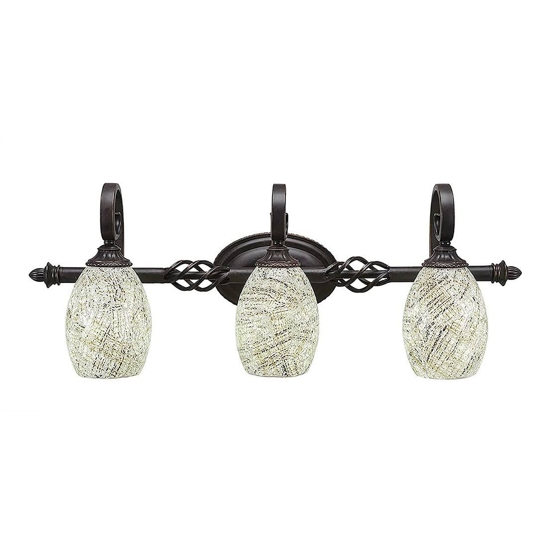 Three Light Bath Bar Dark Granite Finish with Natural Fusion Glass H7860