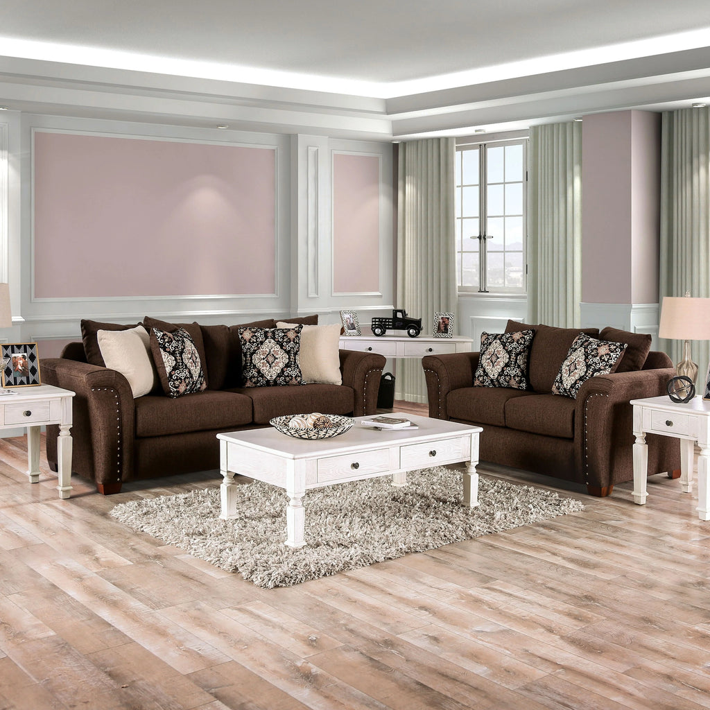 Traditional Fabric Upholstered 2-Piece Sofa Set Y413495