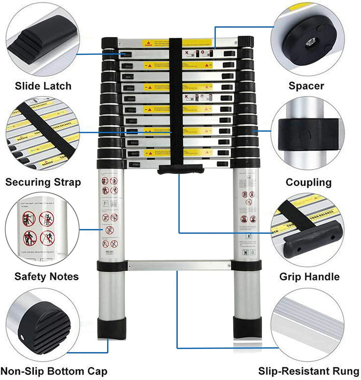 12FT Aluminum Telescoping Folding Ladder G89421