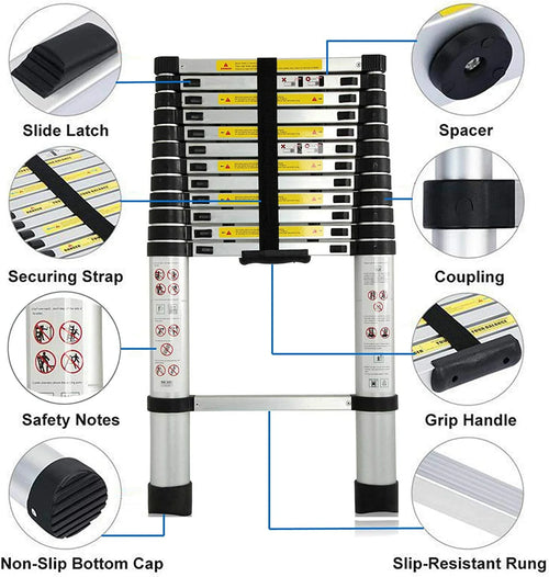 12FT Aluminum Telescoping Folding Ladder G89421