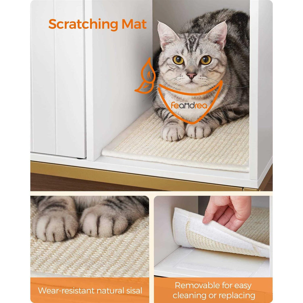 Modern Cat Litter Box Enclosure with Scratching Mat N1872