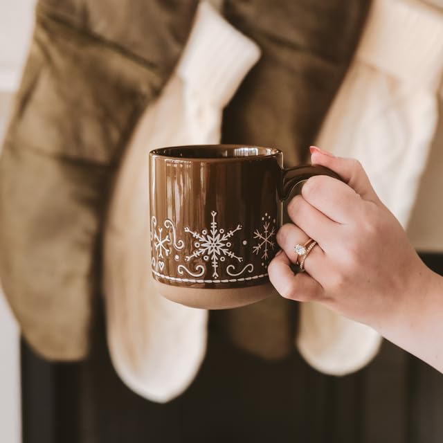 White 14oz Stoneware Christmas Coffee Mug B96544