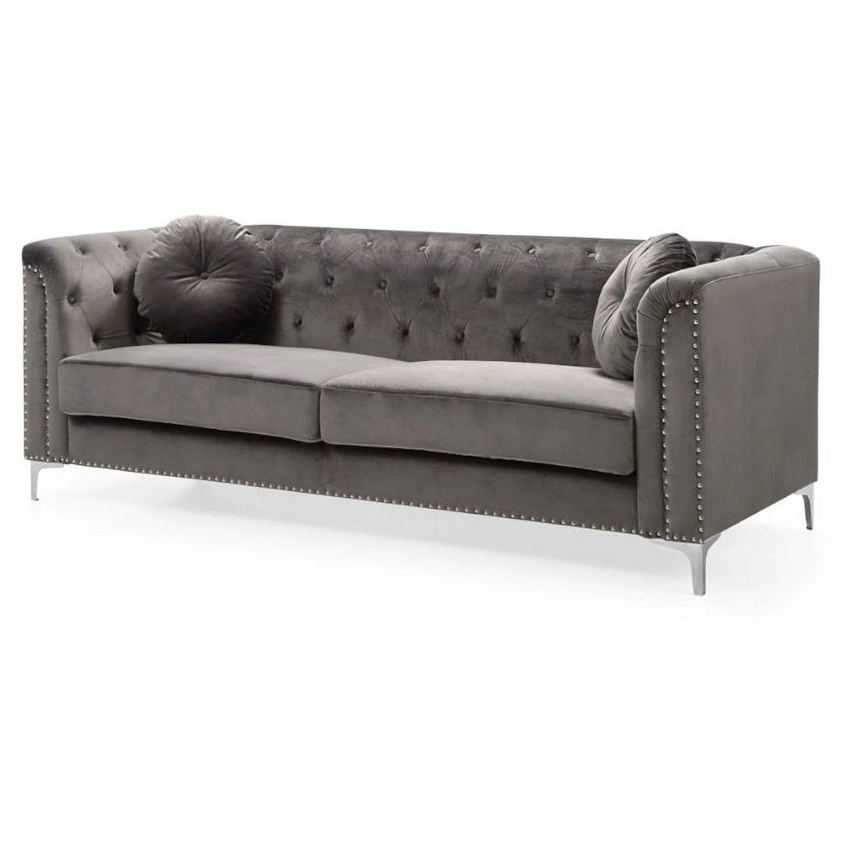 Dark Gray Velvet Sofa and Loveseat 2-Piece Set S336