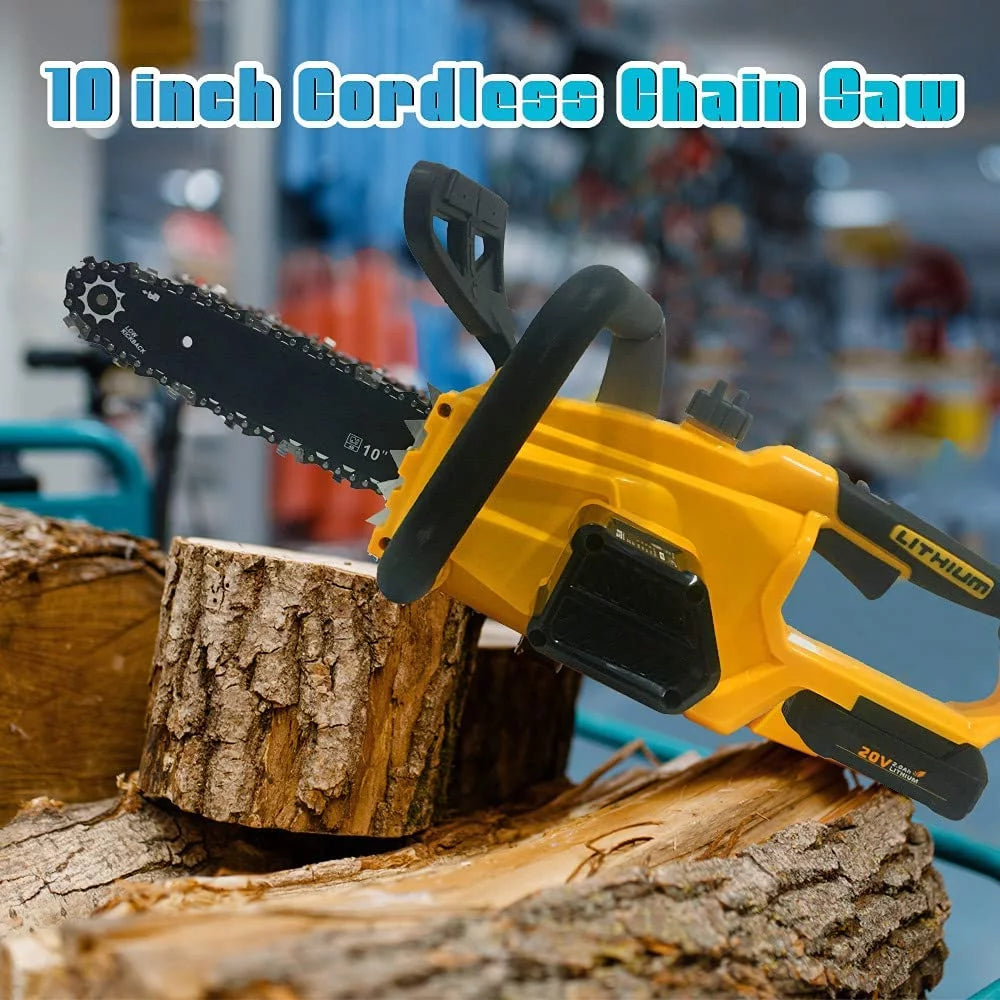 Cordless Chainsaw, 10-inch Brushless Chain Saw with 20V Rechargeable Batteries and Charger I9336