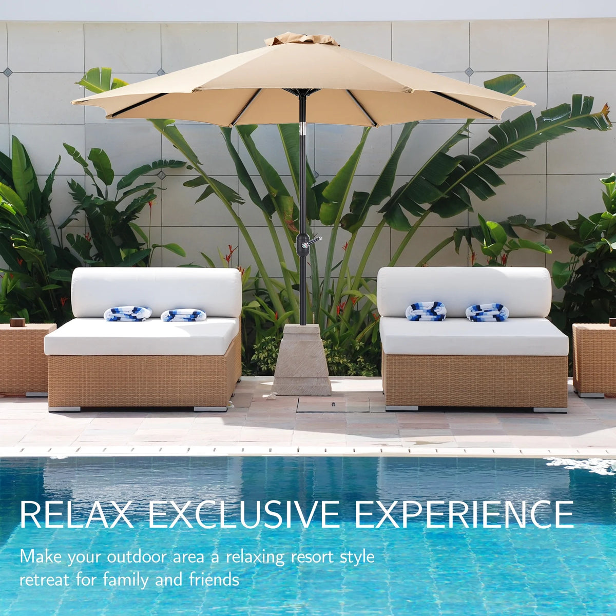 9FT Outdoor Patio Umbrella with Push Button Tilt and Crank Handle O80545