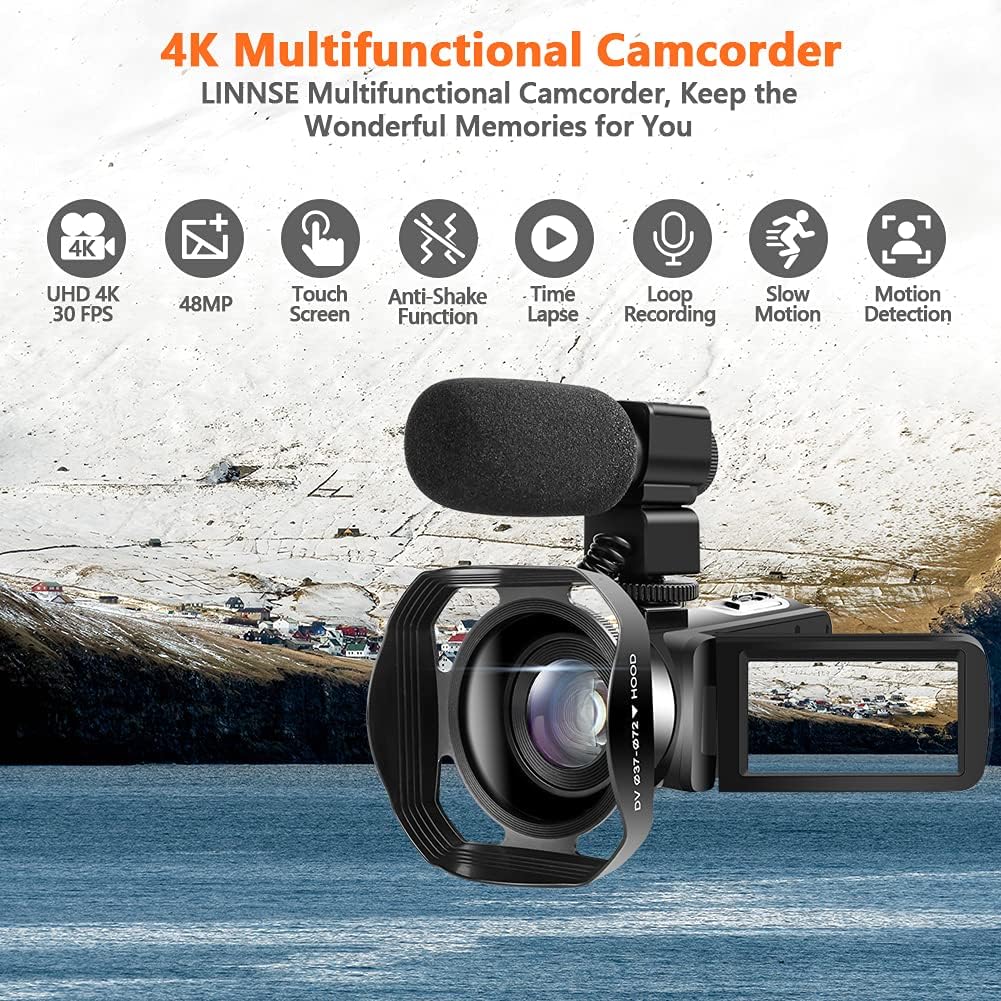 4K 48MP WiFi Camcorder with Touch Screen IR Night Vision F1710