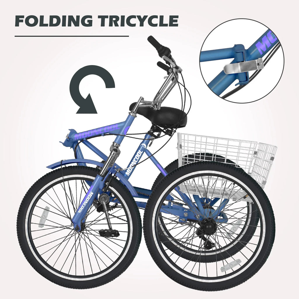 Folding 7 Speed Tricycle Bike with Large Basket L9505
