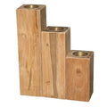 Teak 3 Piece Wood Candlestick Set U131