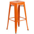 Orange Backless Square Metal Bar Stool P692