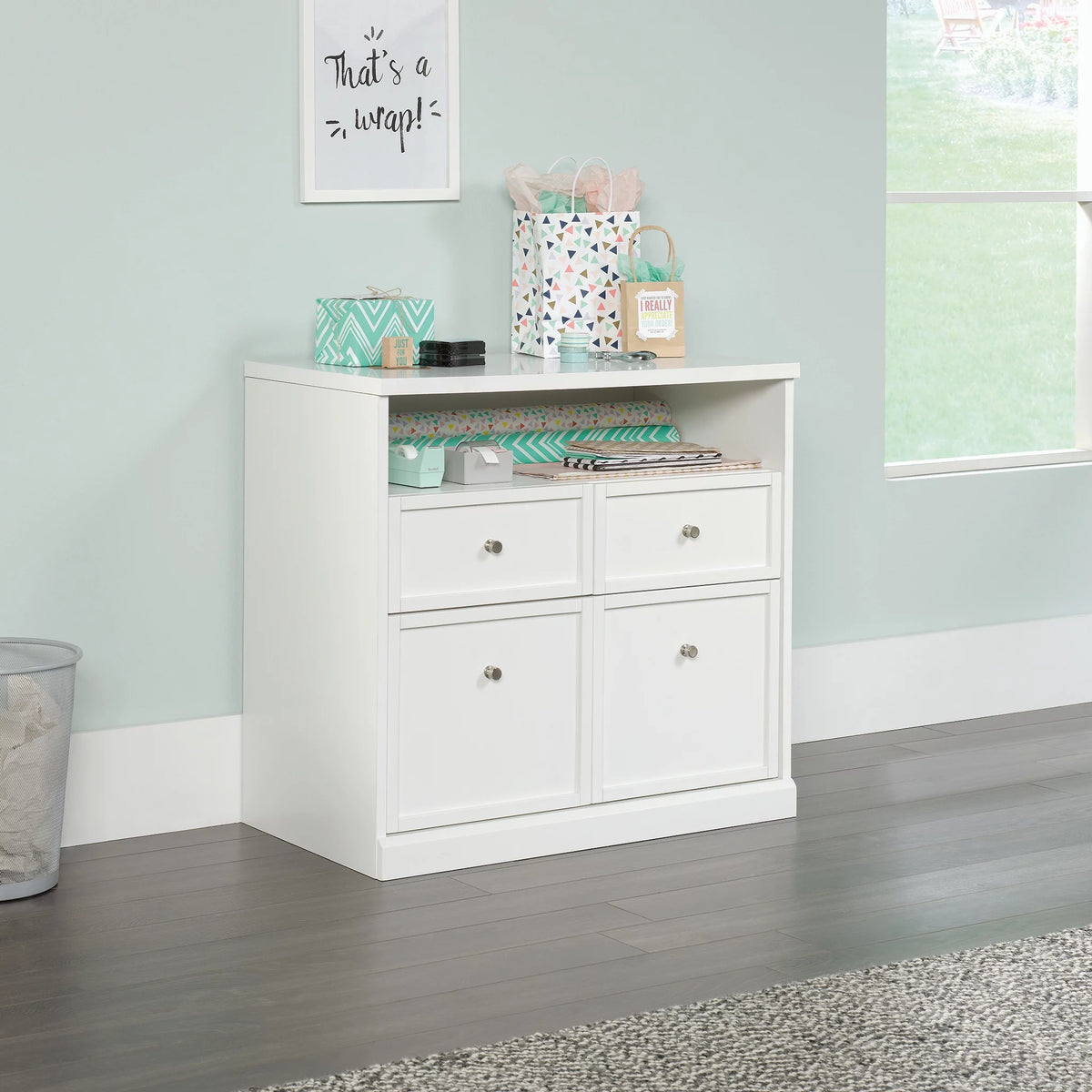 4 Drawer White Storage Cabinet W89625