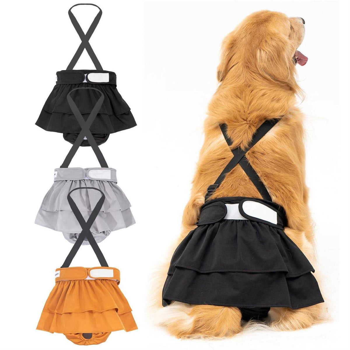 3 Pack Washable Female Dog Diaper with Suspender N32610