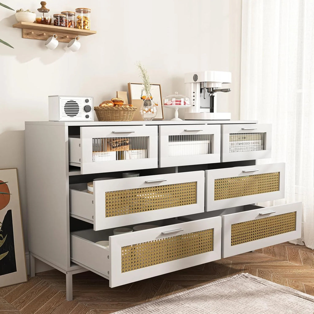 7 Drawer Rattan Wood Dresser J8854