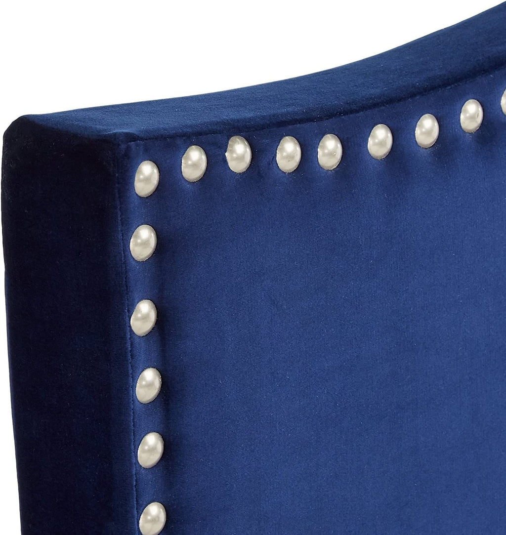 Blue Velvet King Size Upholstered Panel Bed V800