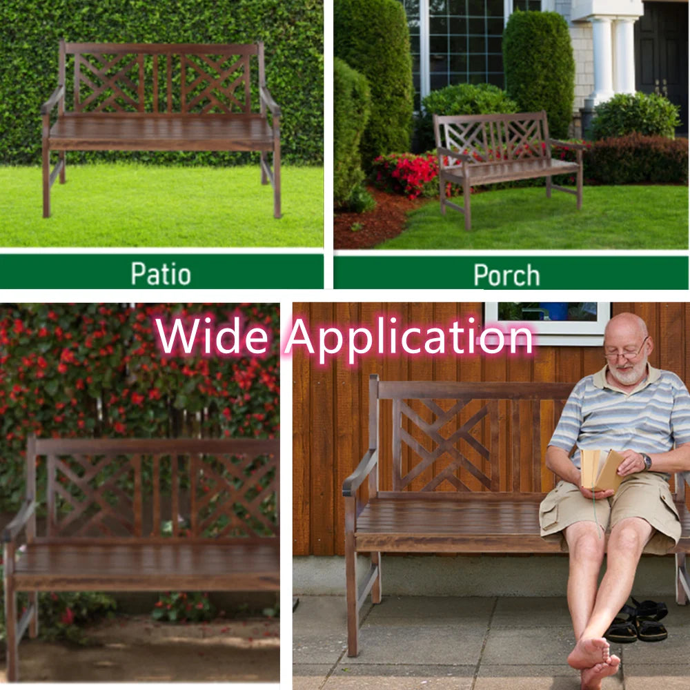 Brown Wood Patio Bench O739