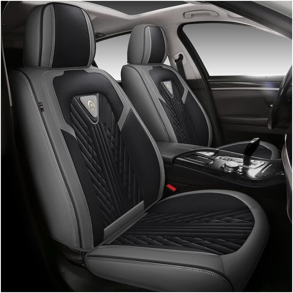 Black PU Leather Car Seat Covers 5 Seats Full Set G748810