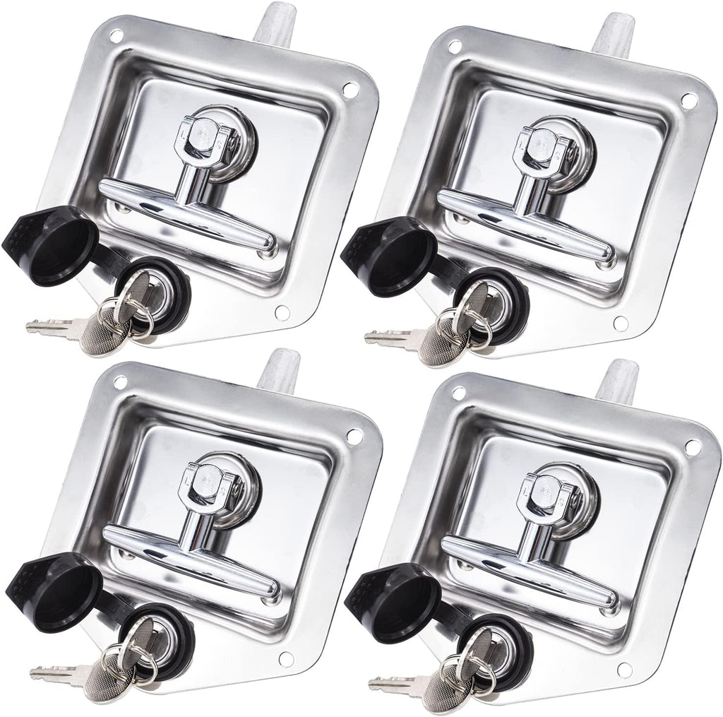 4 Pack Stainless-Steel T Handle Lock with Gasket and Keys D589022