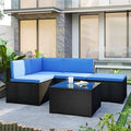 5-Piece Patio Rattan PE Wicker Corner Sofa Set with Glass Coffee Table F2648