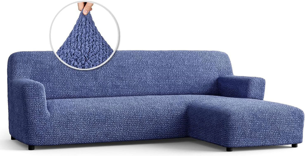 Blue Right-Facing Chaise Sectional Sofa Slipcover V672