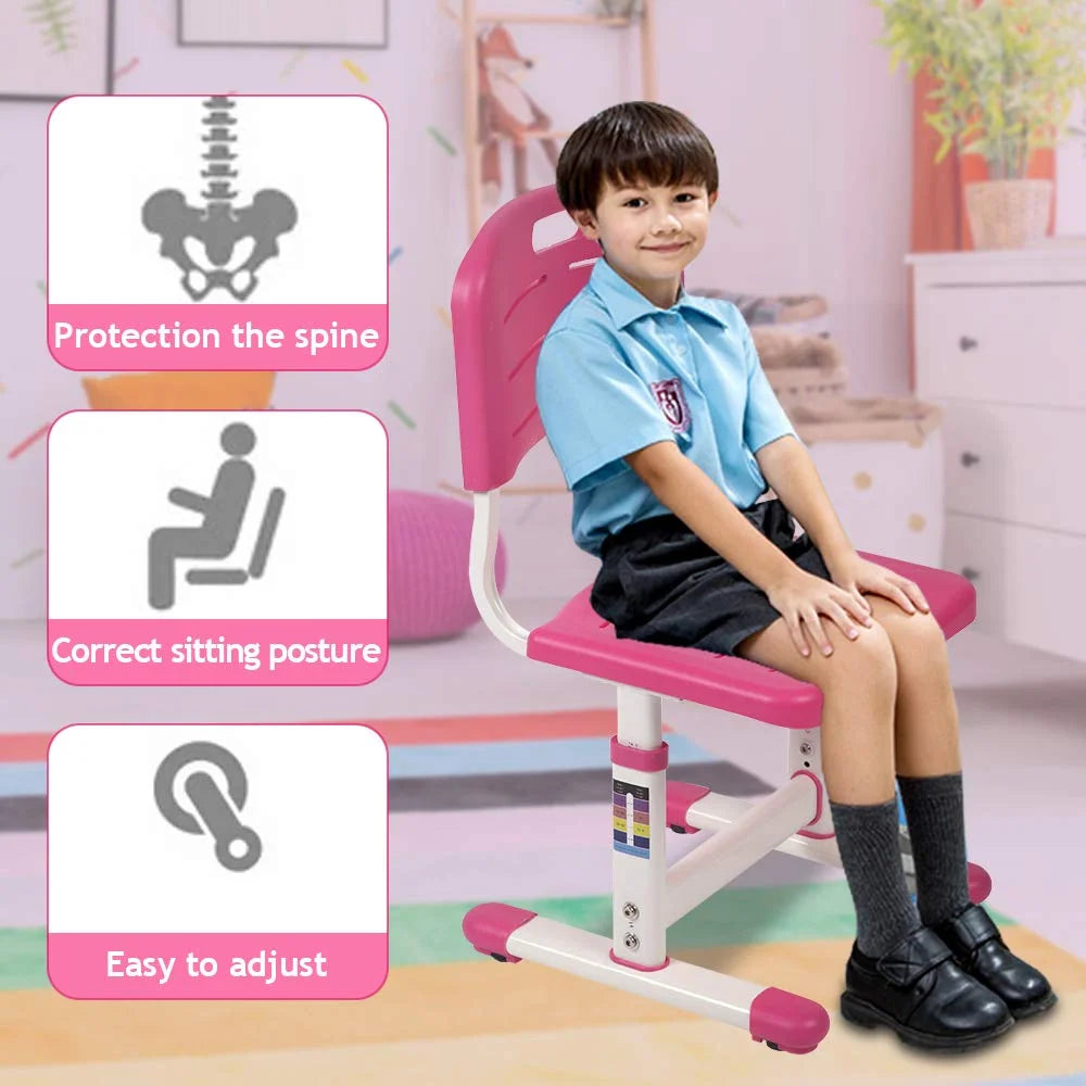Kids Adjustable Height Ergonomic Desk and Chair Set with Storage Drawer J352129