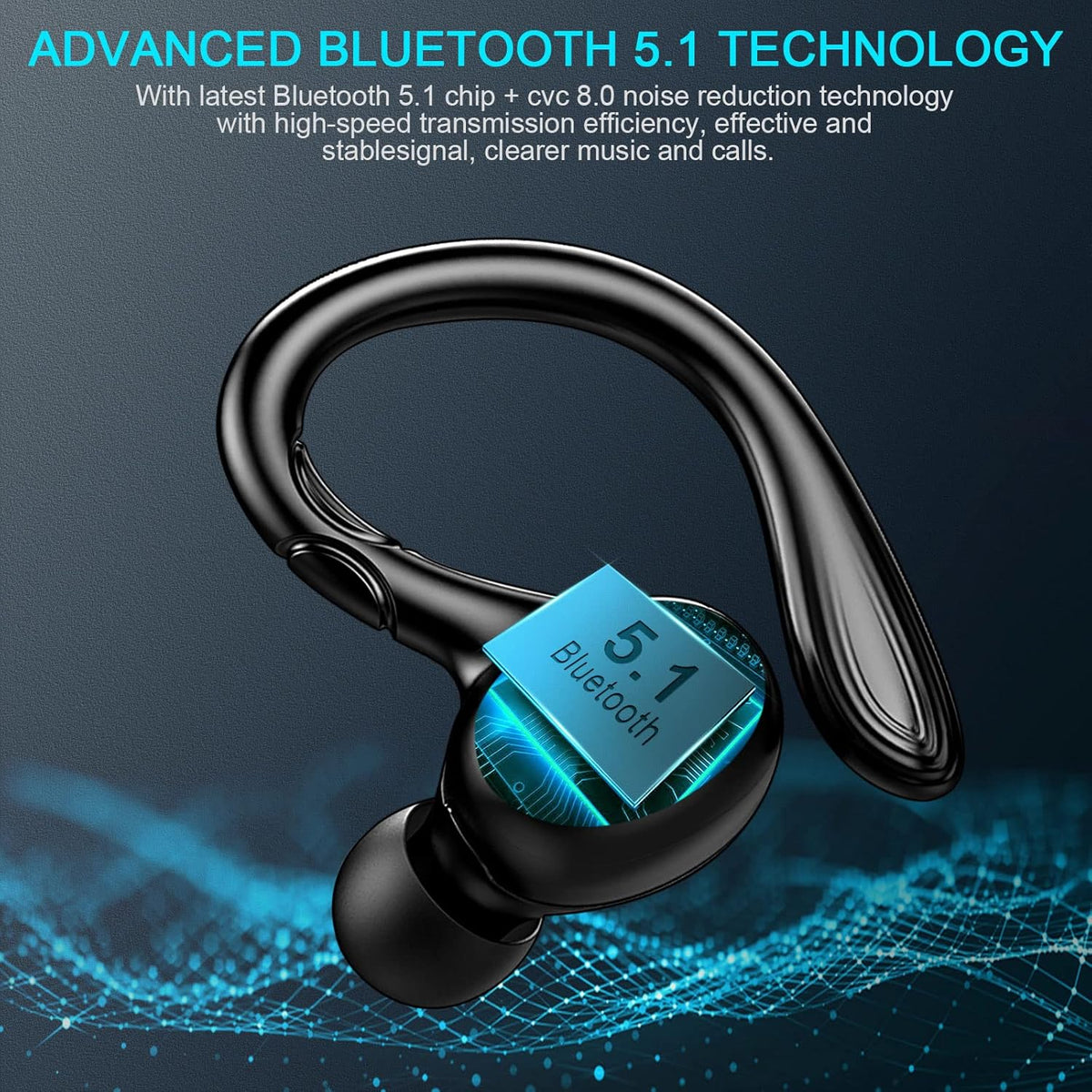 Wireless Earbud with Detachable Earhooks, IP7 Waterproof, 40H Playtime J252028