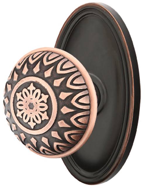 Solid Brass Passage Door Knob Set with Oval Rosette M38313