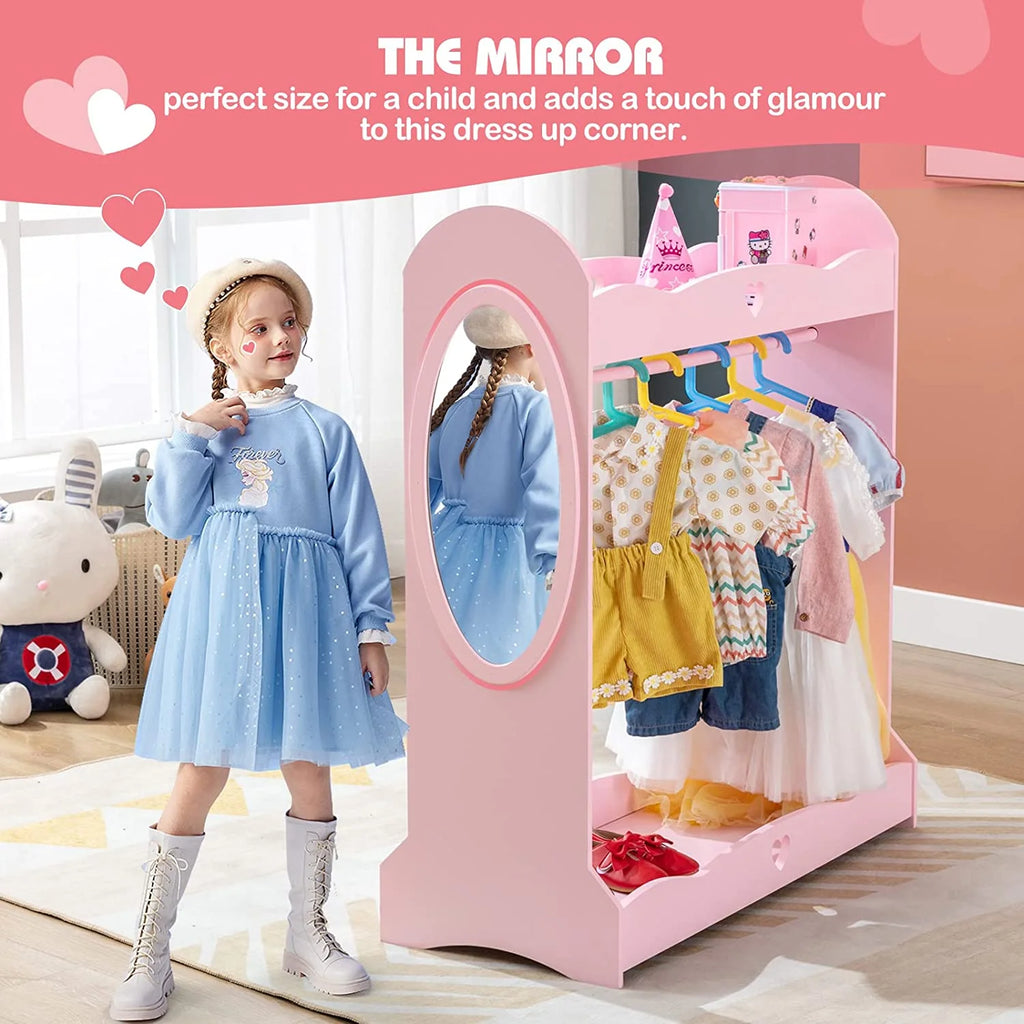 Kids Dress Up Storage Armoire Closet with Mirror U995