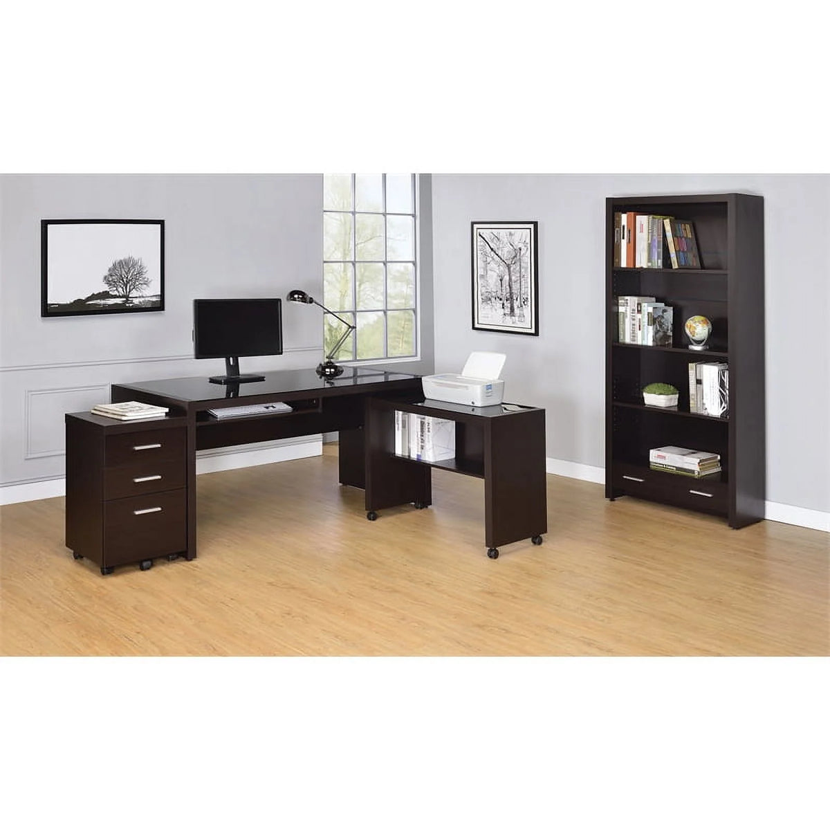 3 Piece Office Chair File Cabinet and Computer Desk Set I78236