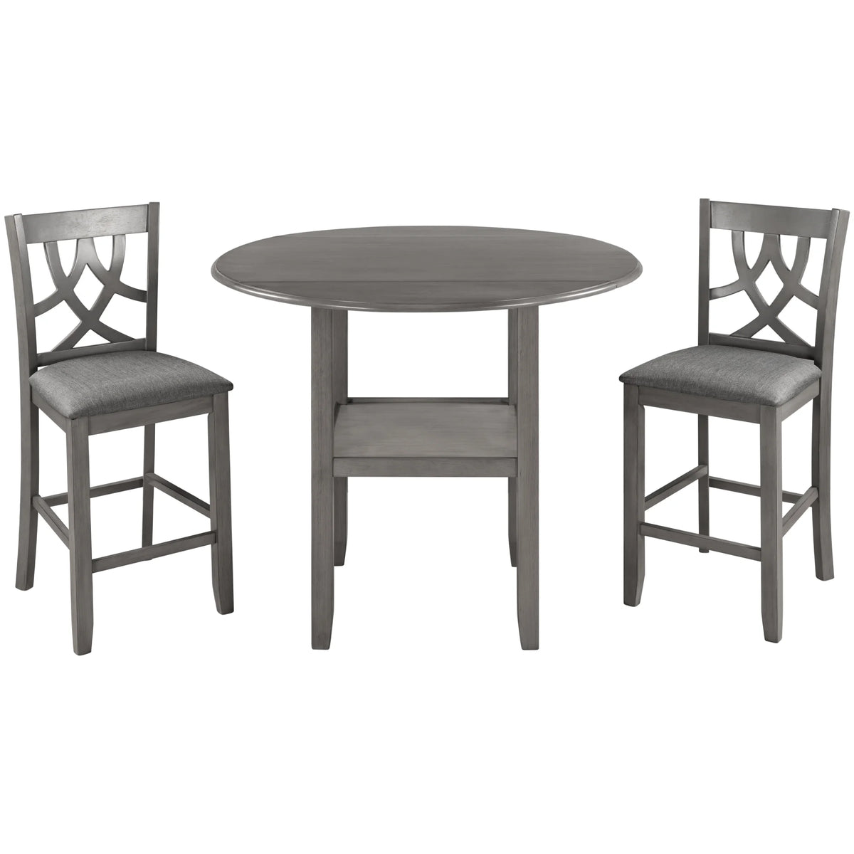 3 Piece Round Drop Leaf Dining Table Set with 2 Chairs A430870