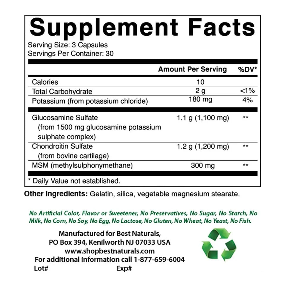Glucosamine Chondroitin MSM 90 Capsules U286