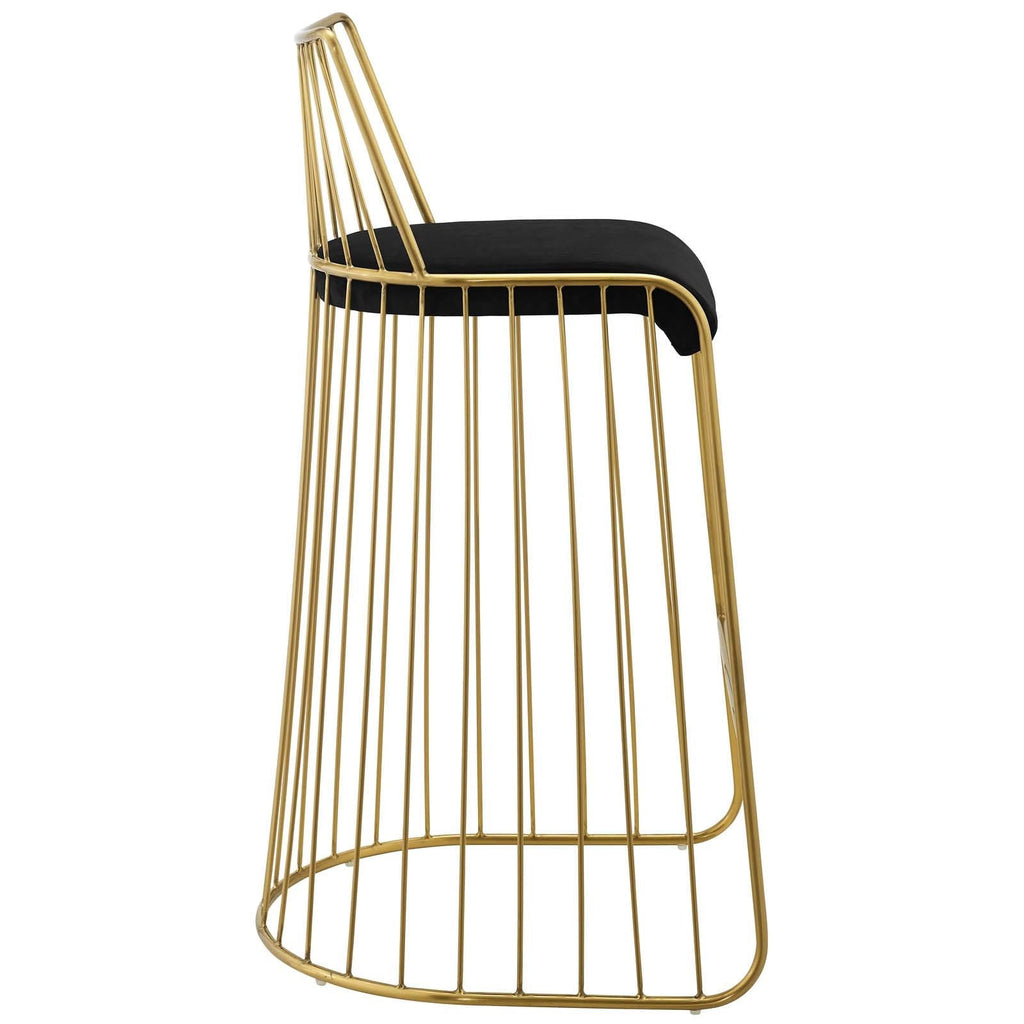 Gold Stainless Steel Velvet Bar Stool Q6884