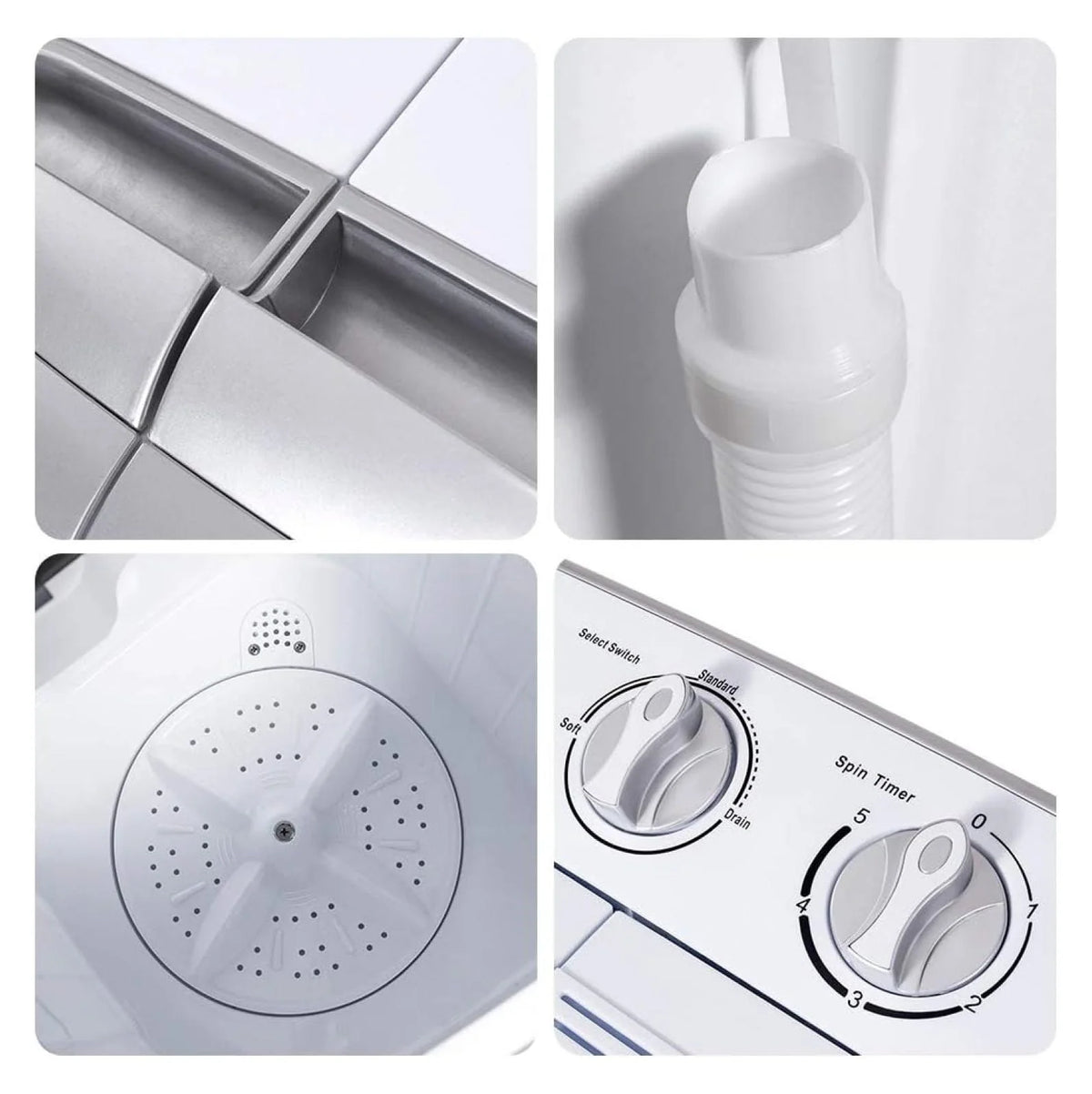 Compact Mini Washer Machine with 8 lbs Washing and 5 lbs Spin Dryer W6244