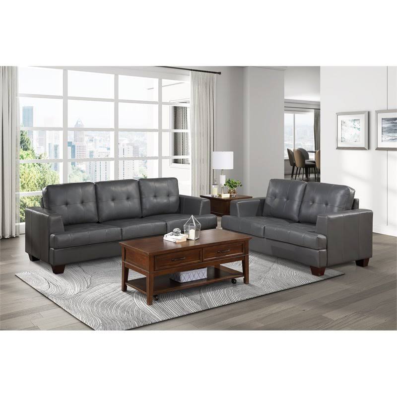 Faux Leather Loveseat in Gray J374224