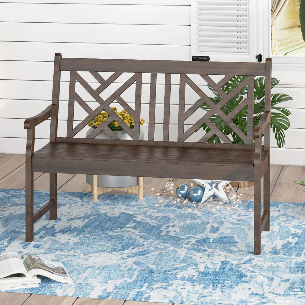 Brown Wood Patio Bench O739