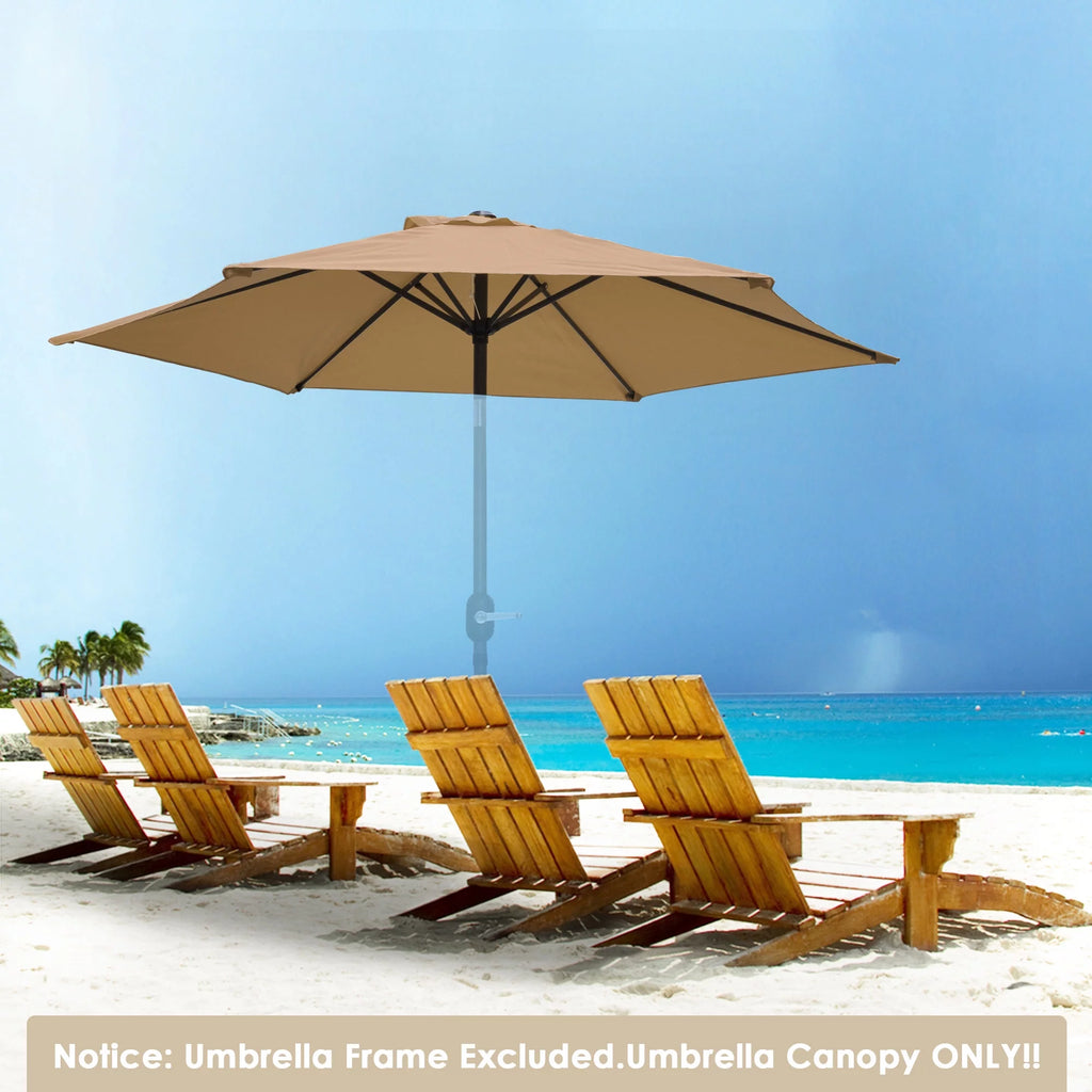9' Patio Umbrella Replacement Canopy 6 Rib Tan Z249