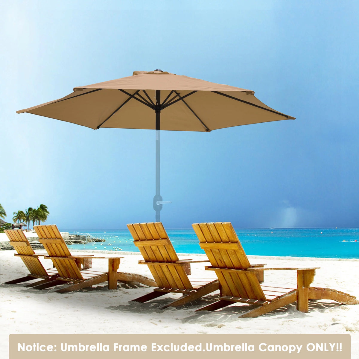 9' Patio Umbrella Replacement Canopy 6 Rib Tan Z249