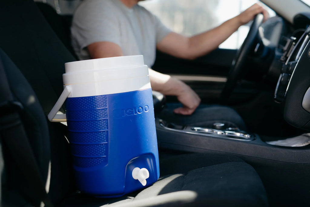 2-Gallon Plastic Beverage Jug with Hooks Blue A2213