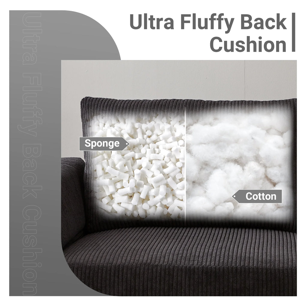 96" 3-Seat Sectional Sofa with Chaise Black I390