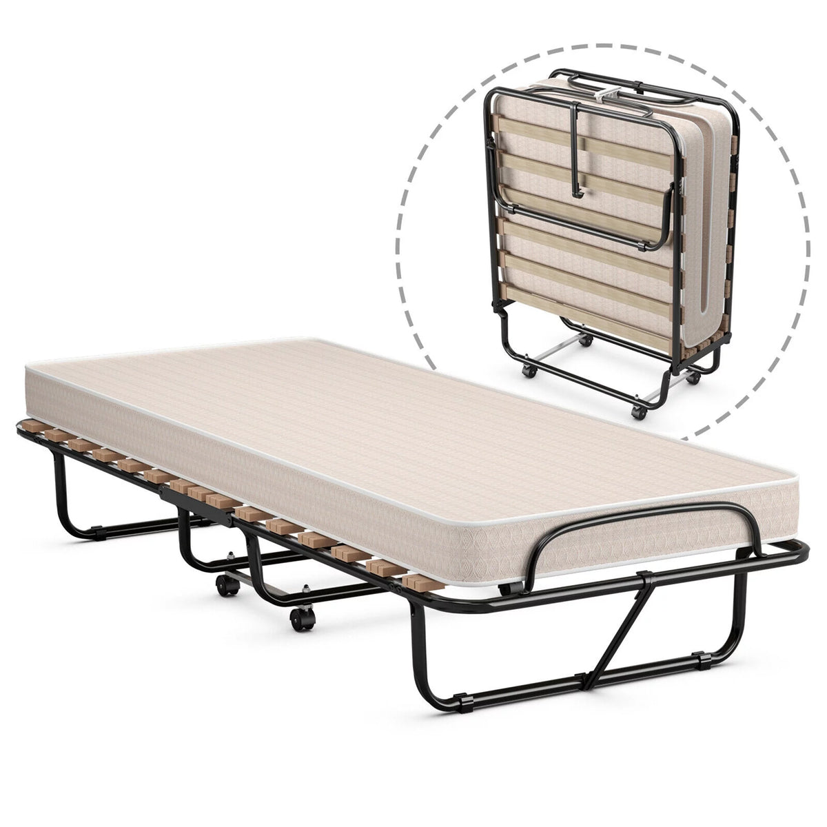 Folding Bed with Memory Foam Mattress B9271