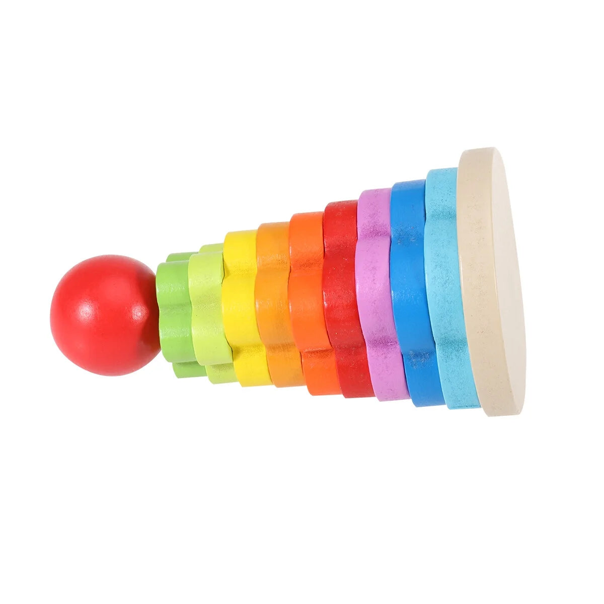 Rainbow Stacking Game Toy Circle Building Blocks Tower Educational Wooden Toy E5064