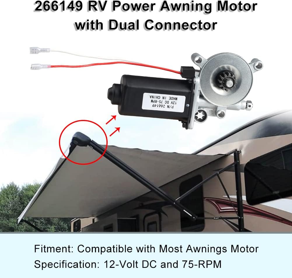 RV Power Awning Motor Replacement with Dual Connector G612